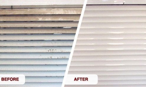 Before and After shot of dirty vs cleaned shade