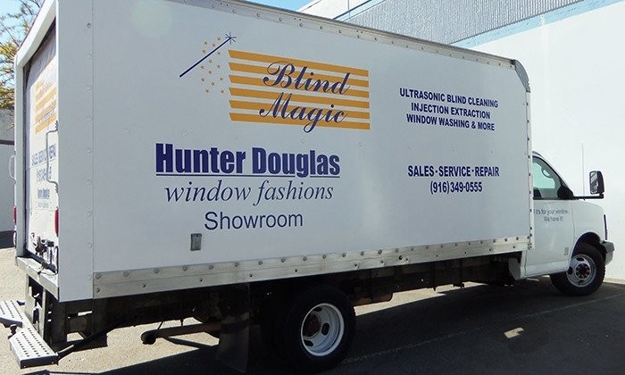 Blind Magic Hunter Douglas truck